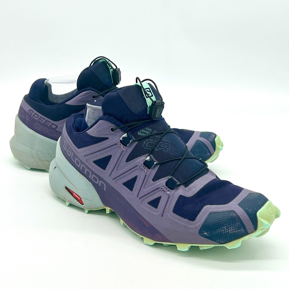Salomon Womens Speedcross 5 Trail Running Shoes Sz 7.5 Evening Blue/Cadet/Yucca
